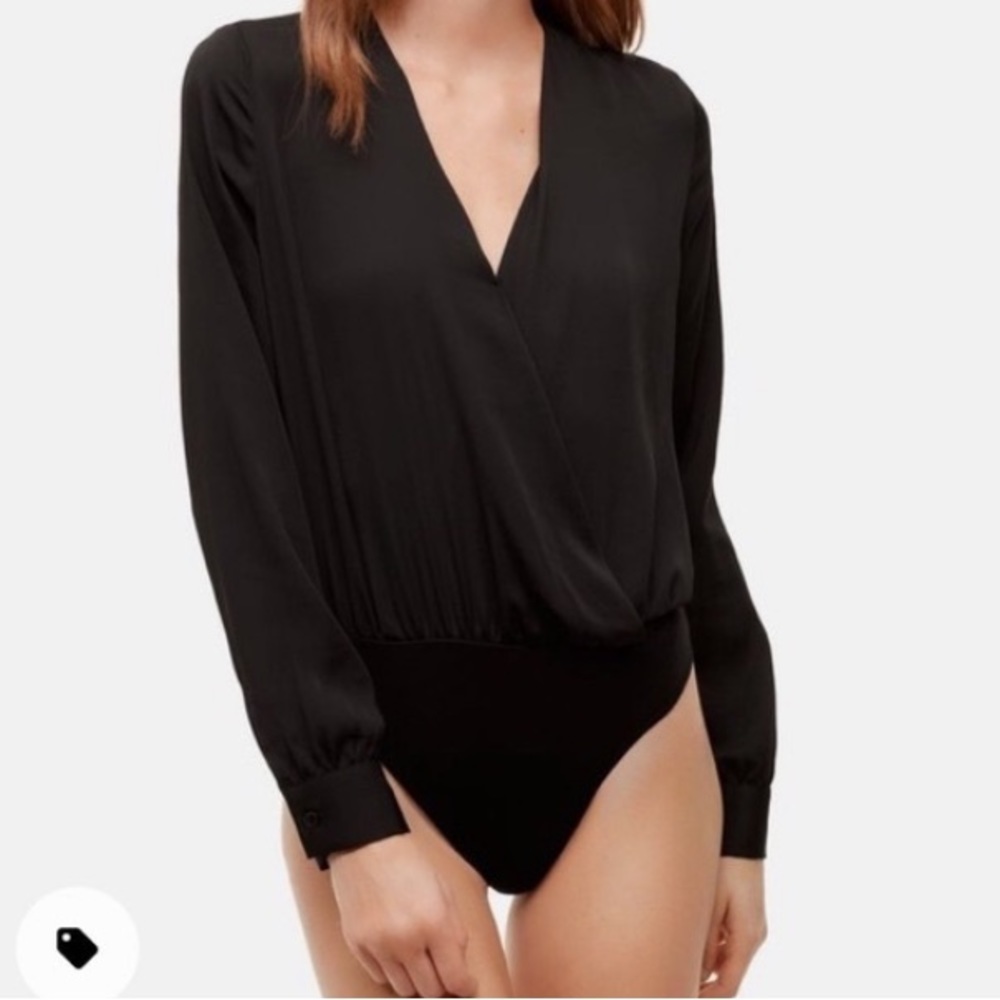 Aritzia Talula V-Neck Blouse Bodysuit - Black